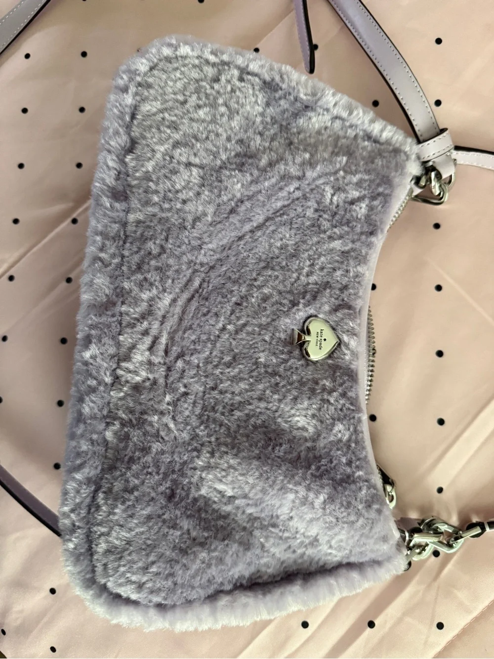 kate spade Kayla Lavender Faux Fur Bag